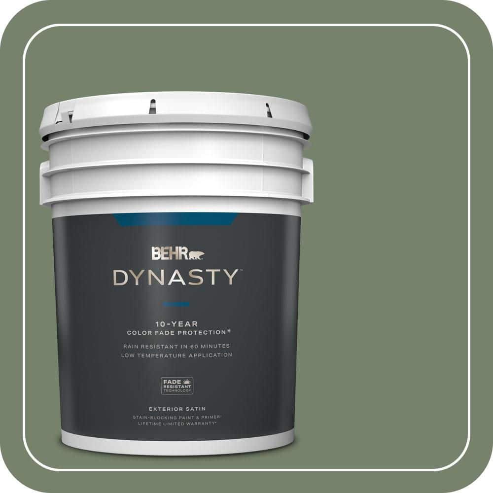 BEHR DYNASTY 5 gal. #MQ6-16 Gazebo Green Satin Enamel Exterior Stain-Blocking Paint & Primer