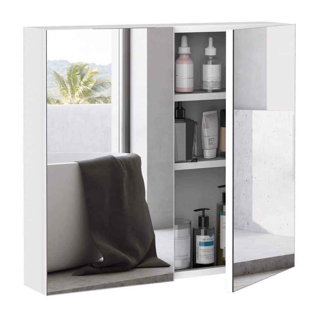 Tahanbath 4.75 in. W x 23.63 in. D x 21.63 in. H Bathroom Storage Wall Cabinet in White with Double Doors (1)