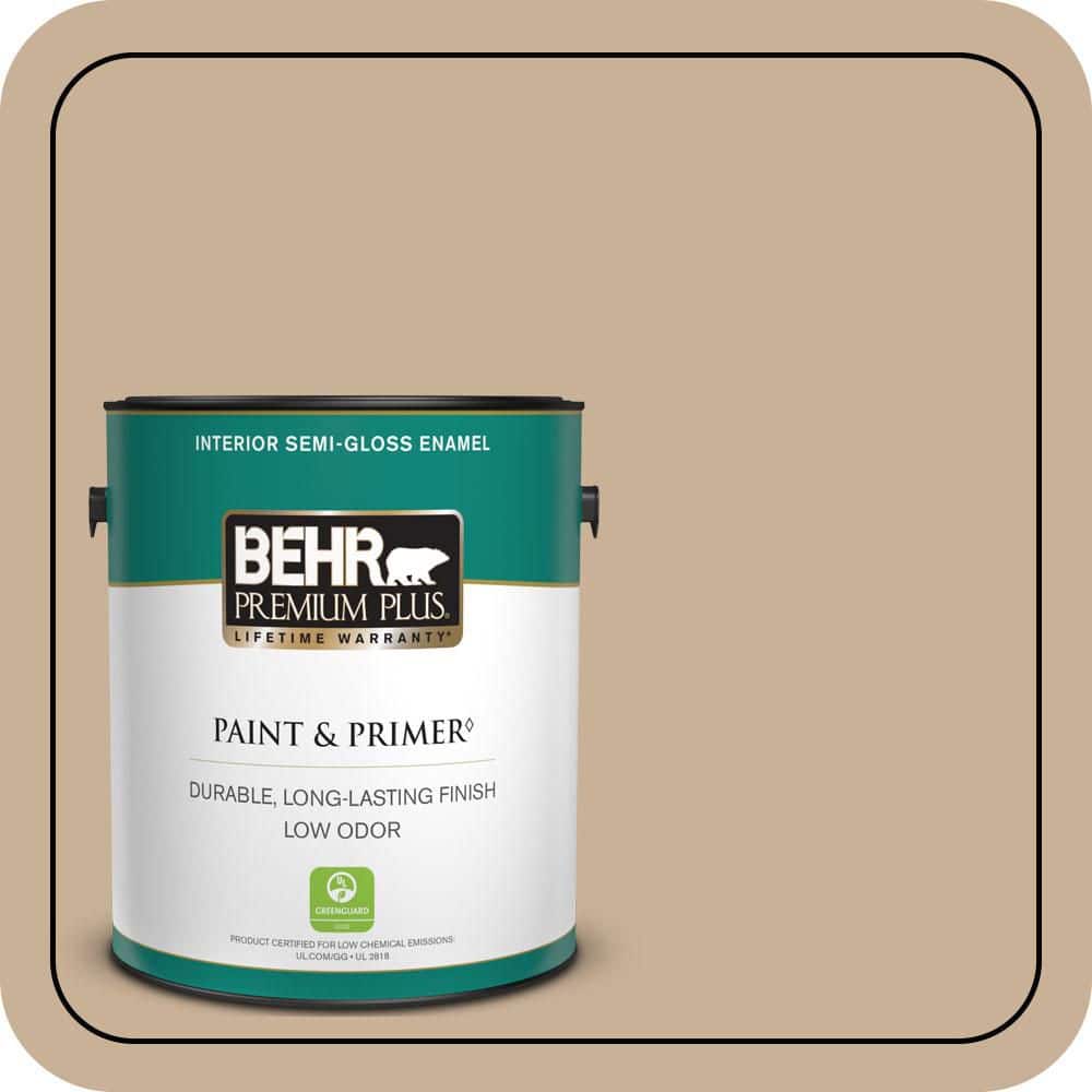 BEHR PREMIUM PLUS 1 gal. #MQ2-46 Basswood Semi-Gloss Enamel Low Odor Interior Paint & Primer