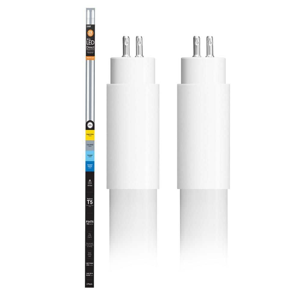 Feit Electric 32-Watt 4 ft. T5 G13 Type A Plug and Play High Output Linear LED Tube Light Bulb, Selectable White (2-Pack) (2)