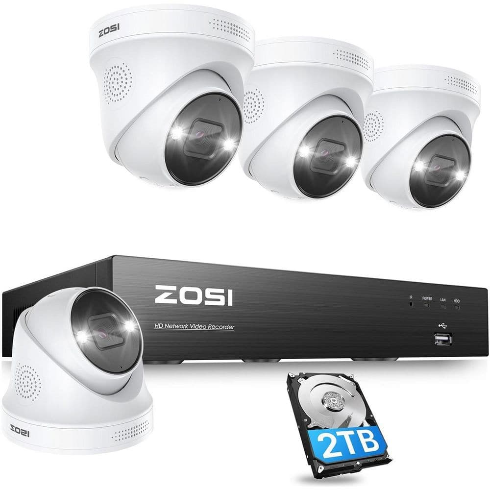 ZOSI 4K 8MP UHD 8-Channel 2TB NVR Security Camera System with 4-Wired PoE Spotlight Audio Cameras AI Person Vehicle Detection (1)
