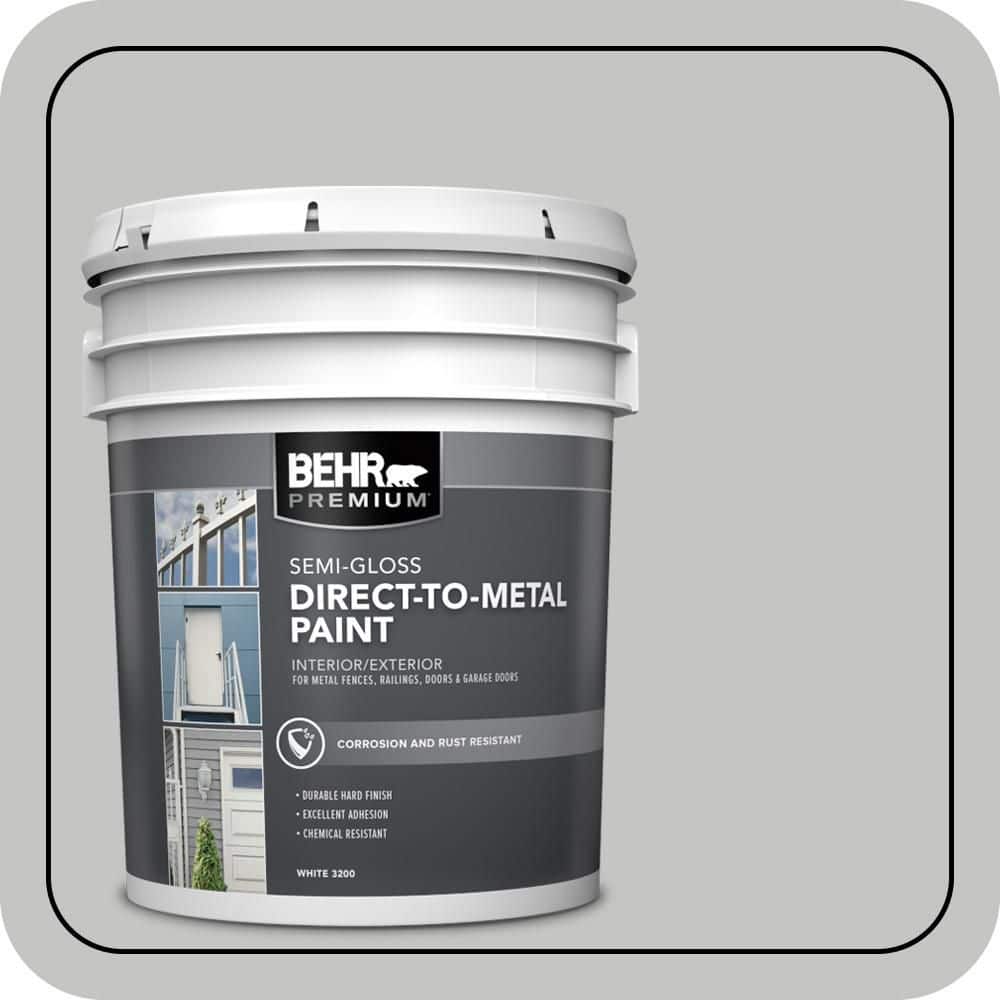 BEHR PREMIUM 5 gal. #N520-2 Silver Bullet Semi-Gloss Direct to Metal Interior/Exterior Paint