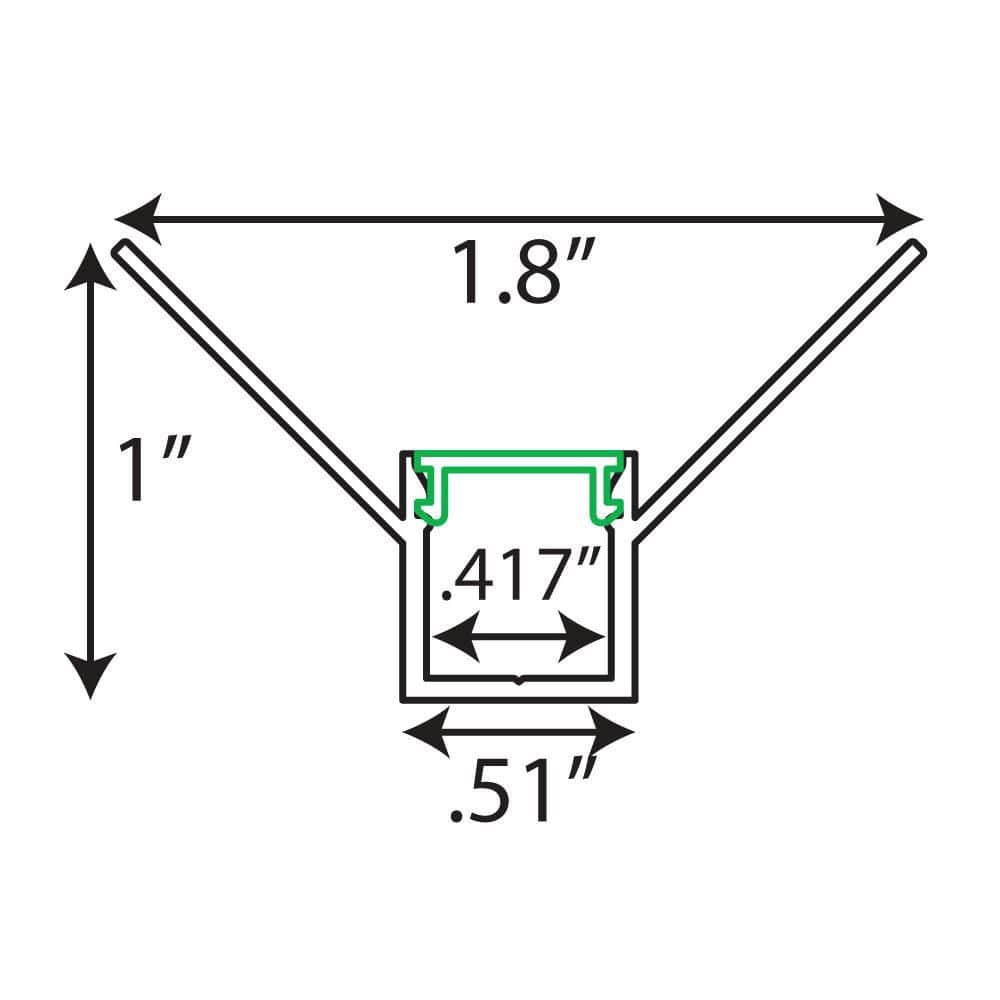 Outwater 3-Pack 1 in. D x 1.80 in. W x 39 in. L Finished Aluminum U Channel Moulding Drywall Mount for LED Lighting Inside Corner (3)