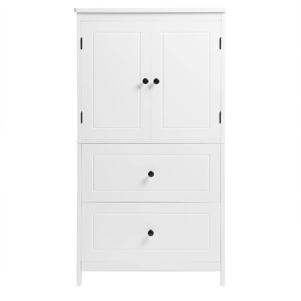 Sarlai 24 in. W x 12 in. D x 43 in. H White MDF Freestanding Linen Cabinet Storage Cabinet with 2-Doors and Adjustable Shelf (1)