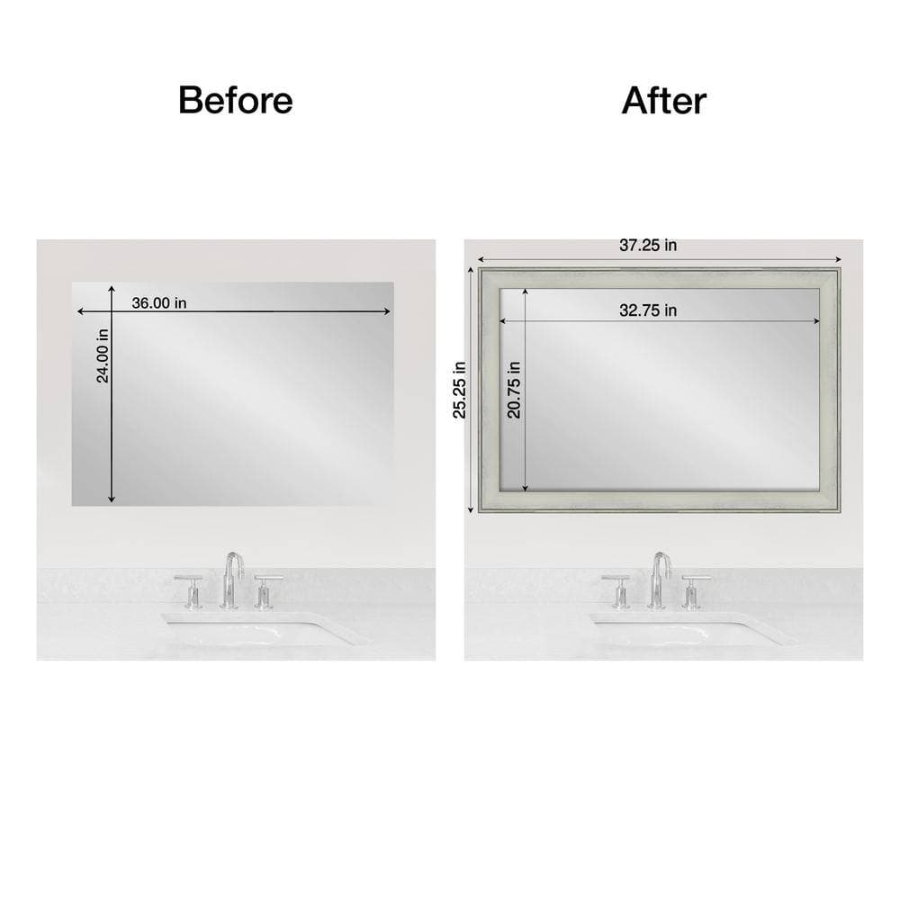 Amanti Art Mirror Makeover Flair Silver Patina 25.25 in. W x 37.25 in. H Bathroom Mirror Frame Border Kit-Fits a 24 x 36 Mirror (2)