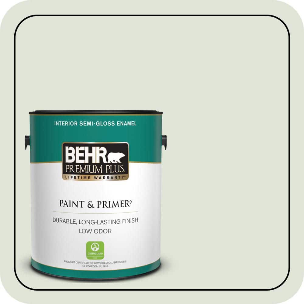 BEHR PREMIUM PLUS 1 gal. #S390-1 Sounds of Nature Semi-Gloss Enamel Low Odor Interior Paint & Primer