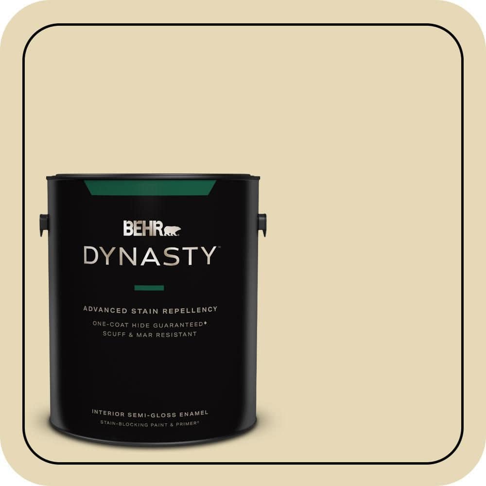 BEHR DYNASTY 1 gal. #PPU8-13 Lemon Balm Semi-Gloss Enamel Interior Stain-Blocking Paint & Primer