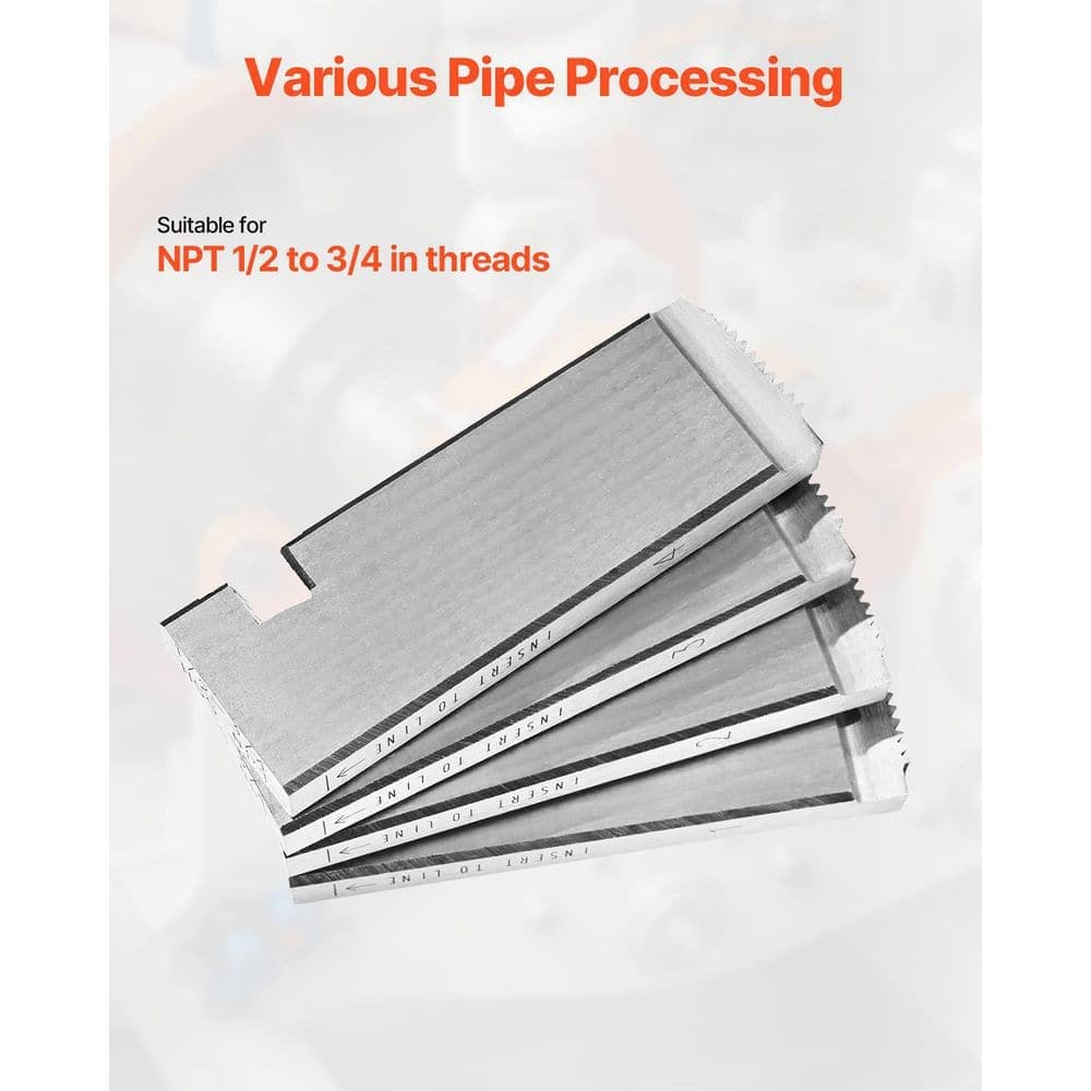 VEVOR Threading Machine Dies, 1/2 in.-3/4 in. NPT Pipe Dies, Right-Handed HSS Pipe Threading Dies Sets (4-Piece) (2)