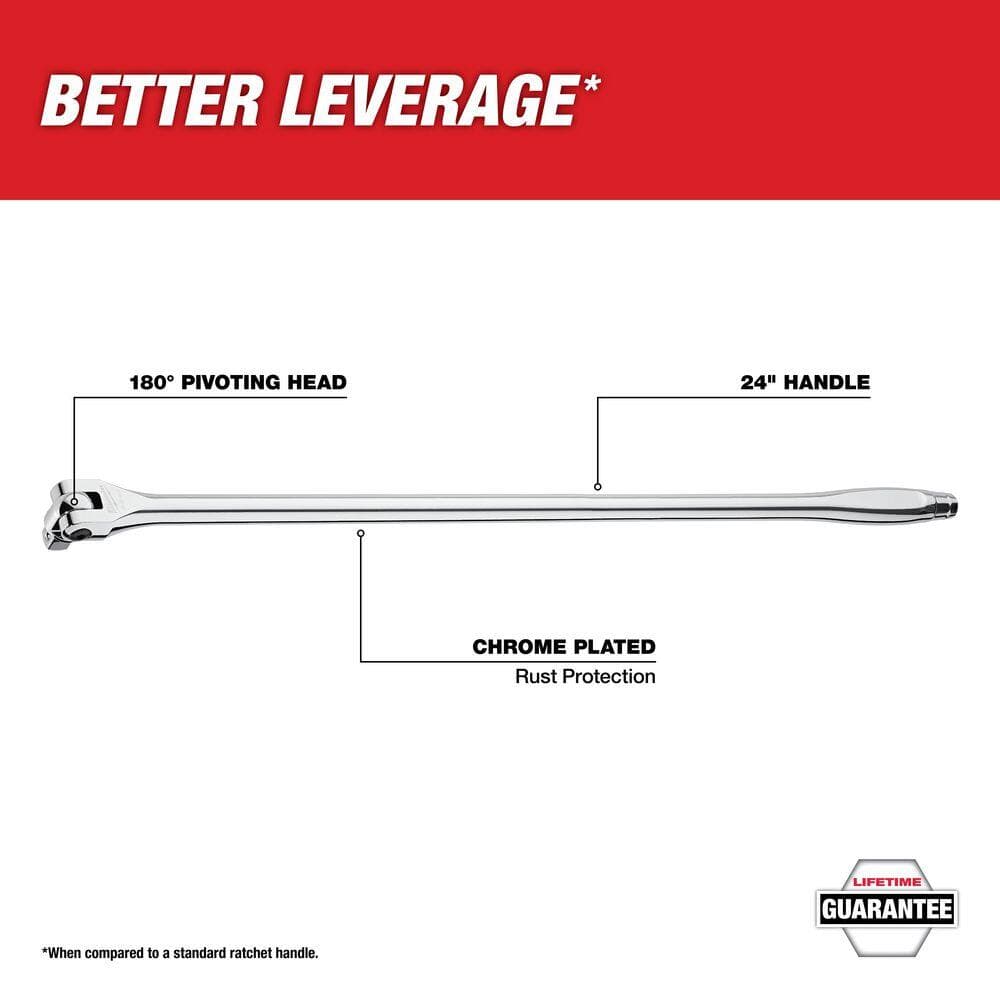 Milwaukee 1/2 in. Drive 15 in. Breaker Bar and 1/2 in. Drive 24 in. Breaker Bar (2-Piece) (3)