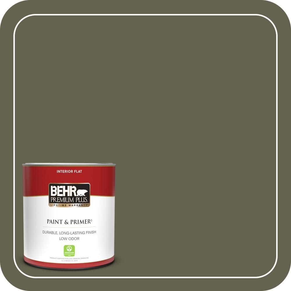 BEHR PREMIUM PLUS #N350-7A Mountain Olive Flat Interior/Exterior Paint & Primer Color Sample