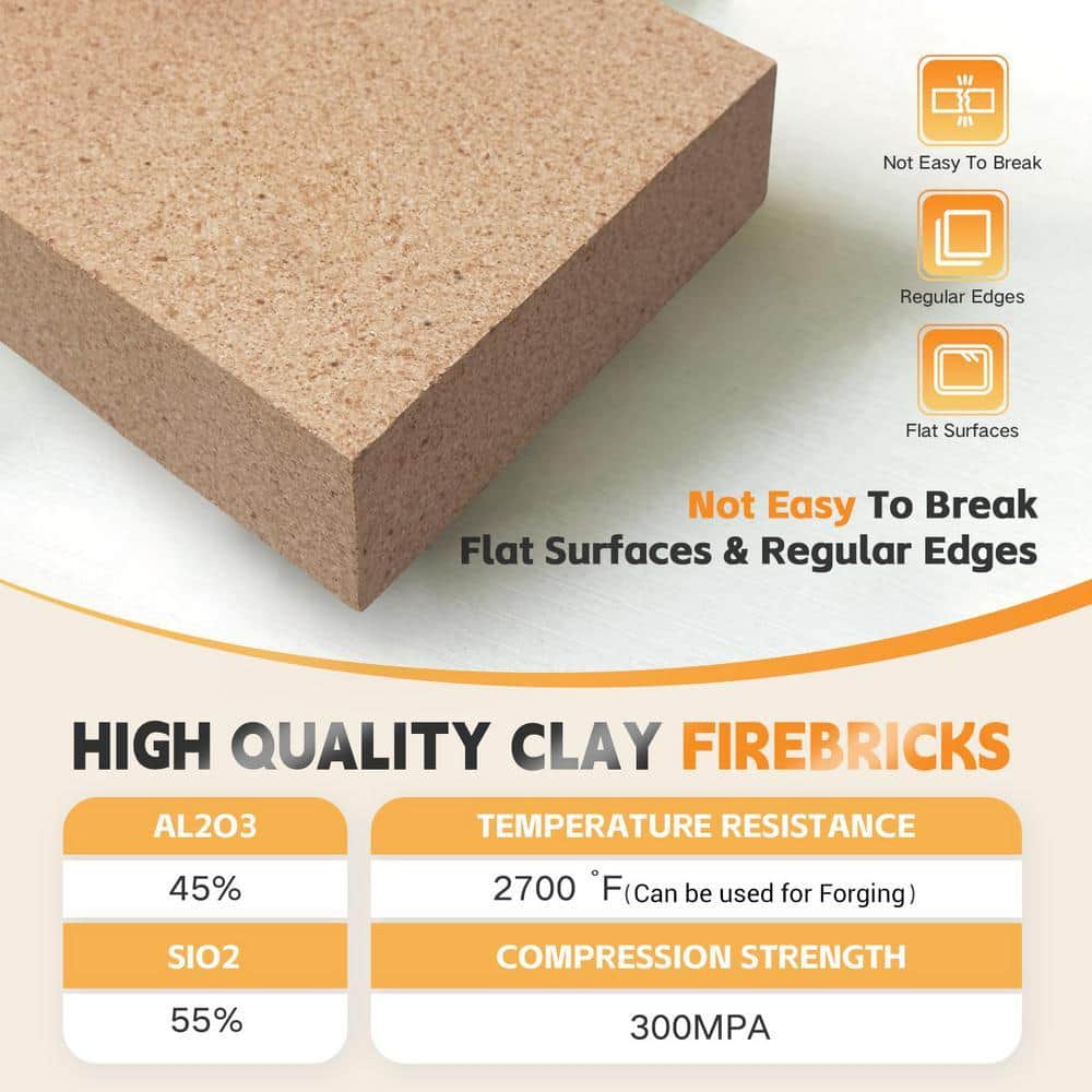Angel Sar 9 in. x 4. 5 in. x 1. 25 in. fireclay Fire Brick for Wood Stoves, Fireplaces (3)