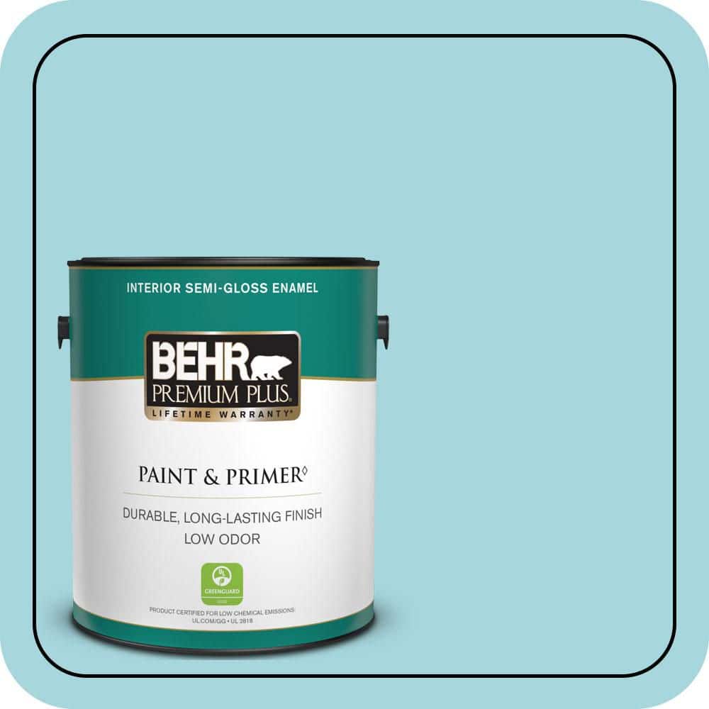 BEHR PREMIUM PLUS 1 gal. #520C-3 Rapture Blue Semi-Gloss Enamel Low Odor Interior Paint & Primer (1)
