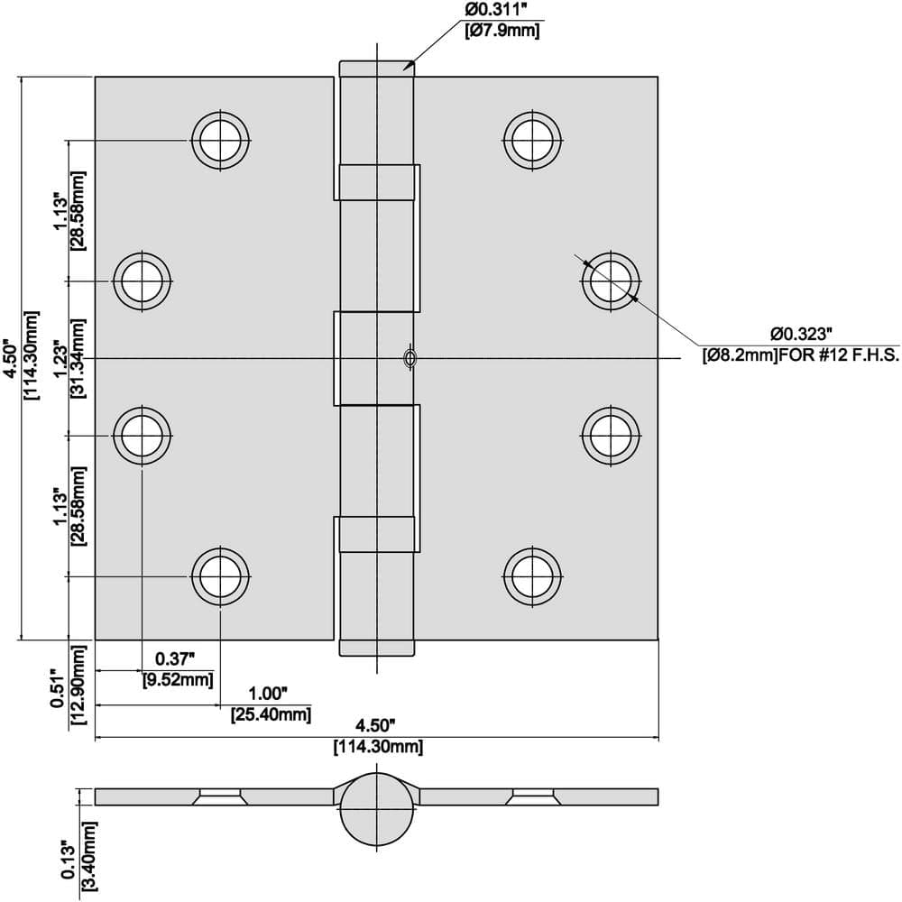 Everbilt 4-1/2 in. Square Radius Satin Nickel Commercial Grade with Ball Bearing Hinge (4)