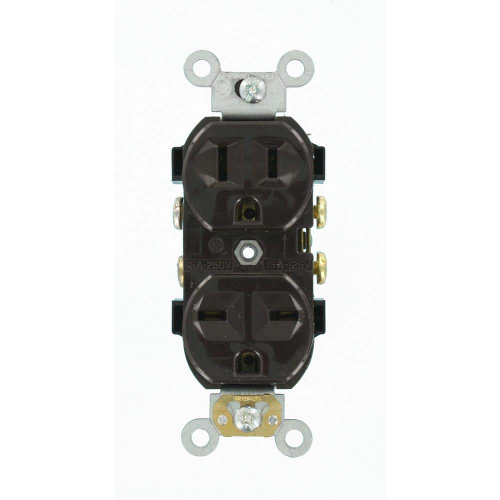 Leviton 15 Amp 125/250 V NEMA 6-15R Duplex Outlet/Receptacle, Brown (1-Pack) 5031 (1)