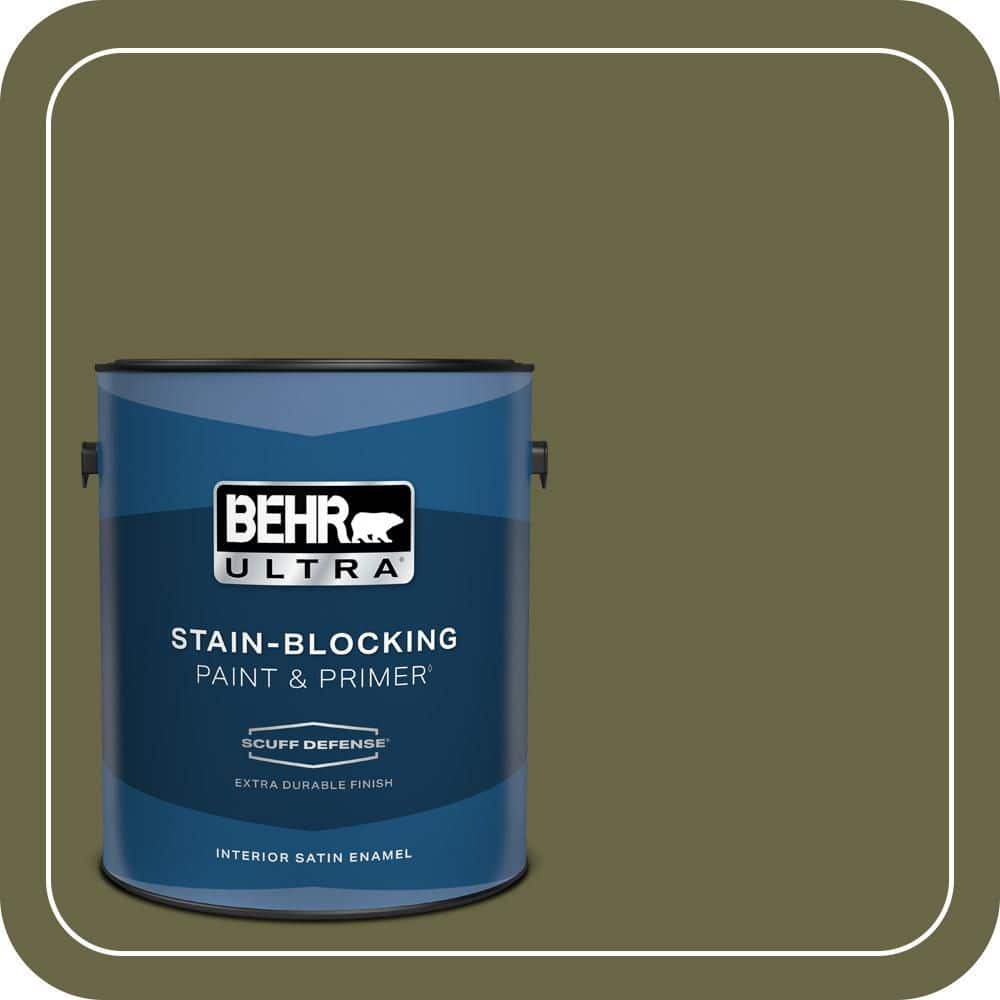 BEHR ULTRA 1 gal. #S350-7 Cedar Glen Extra Durable Satin Enamel Interior Paint & Primer