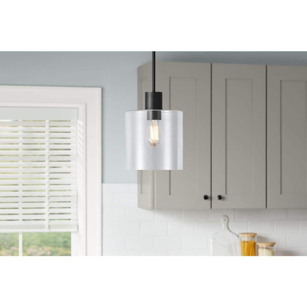 Hampton Bay Sutton Place 1-Light Matte Black Pendant (2)