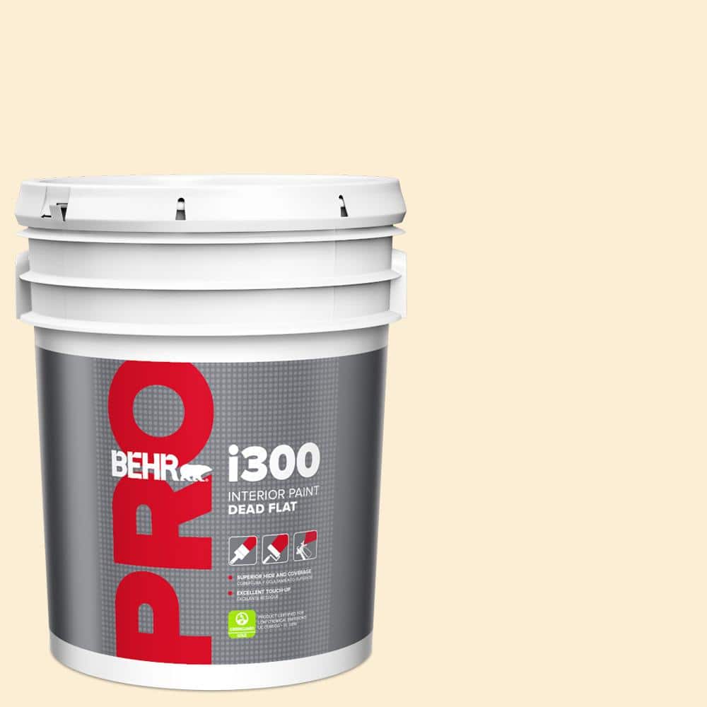 BEHR PRO 5 gal. #ICC-90 Butter Yellow Dead Flat Interior Paint
