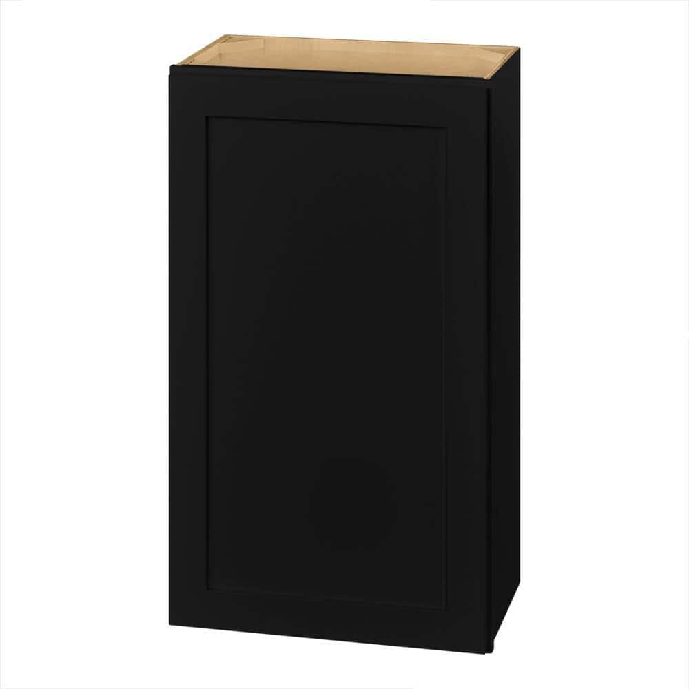 Hampton Bay Avondale 21 in. W x 12 in. D x 36 in. H Ready to Assemble Plywood Shaker Wall Kitchen Cabinet in Raven Black