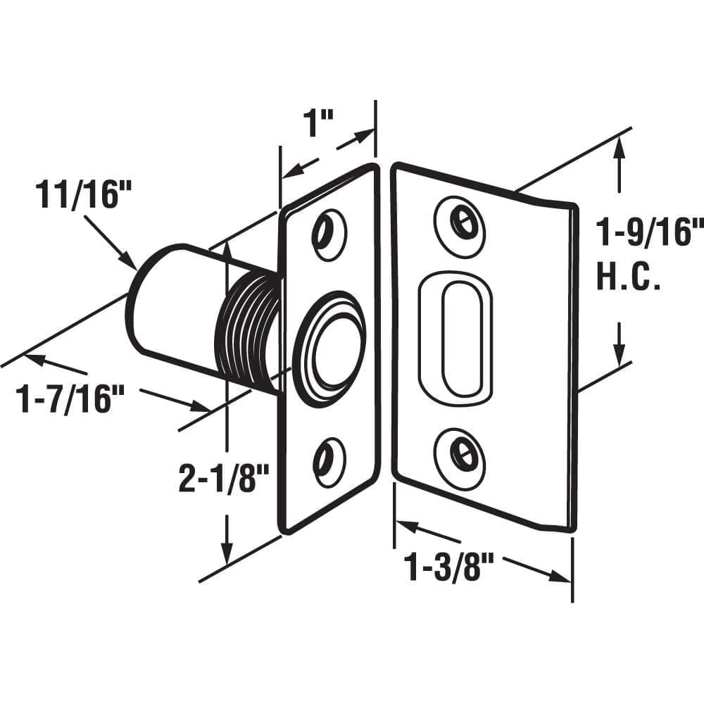 Prime-Line 11/16 in. Solid Brass Housing and Plates w/Steel Ball Catch and Inner Spring for Hinged Doors (2)