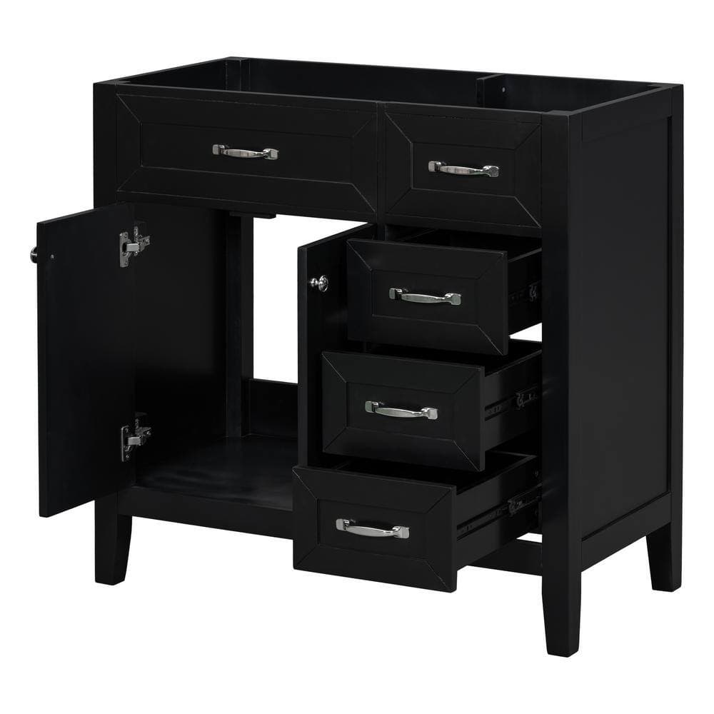 Noble House Isdar 35.5 in. W 17.7 in. D 35 in. H Bath Vanity Cabinets without Tops with Drawers and Cabinet (3)