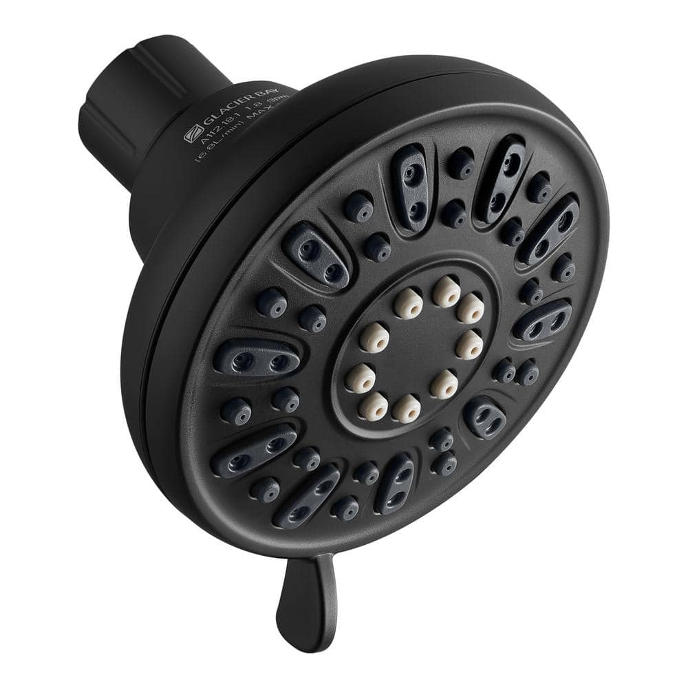 Glacier Bay 4-Spray Patterns with 1.8 GPM 3.5 in. Tub Wall Mount Single Fixed Shower Head in Matte Black (3)