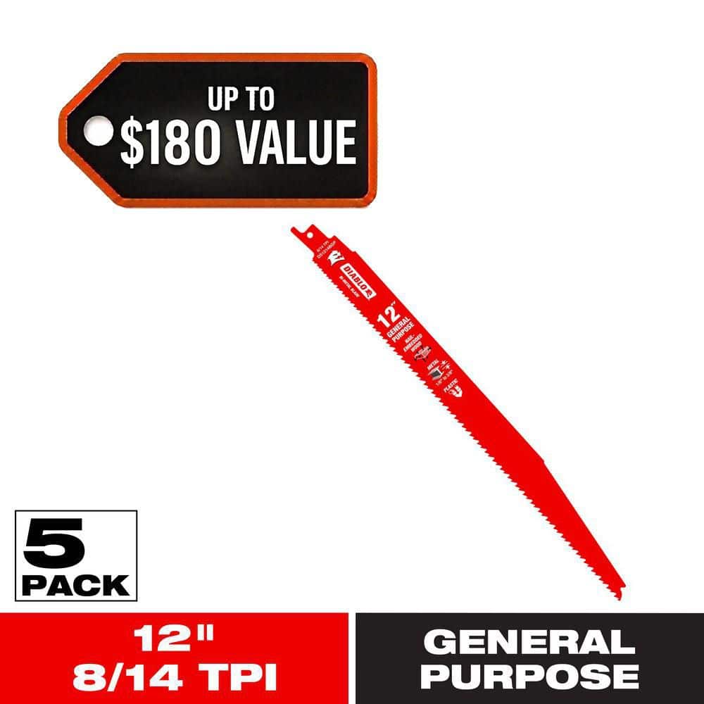 DIABLO 12 in. 8/14 TPI Bi-Metal Reciprocating Saw Blades for General Purpose Cuts (1)