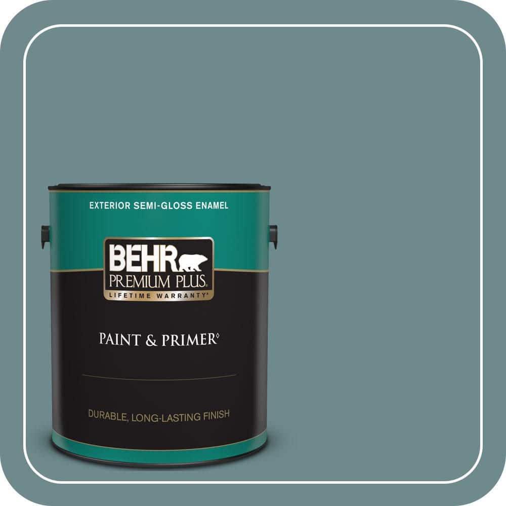 BEHR PREMIUM PLUS 1 gal. #PPU13-06 Polaris Blue Semi-Gloss Enamel Exterior Paint & Primer