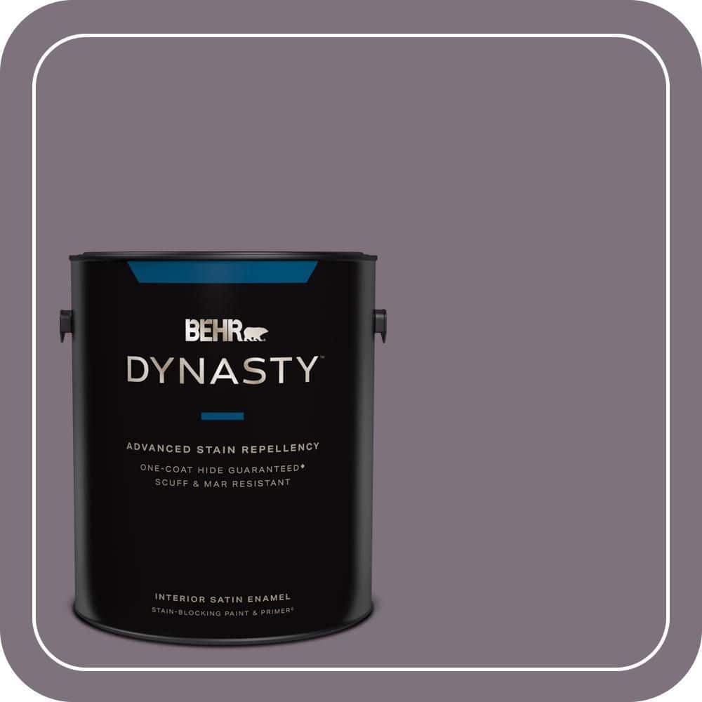 BEHR DYNASTY 1 gal. #N100-5 Plush Velvet One-Coat Hide Satin Enamel Interior Stain-Blocking Paint & Primer