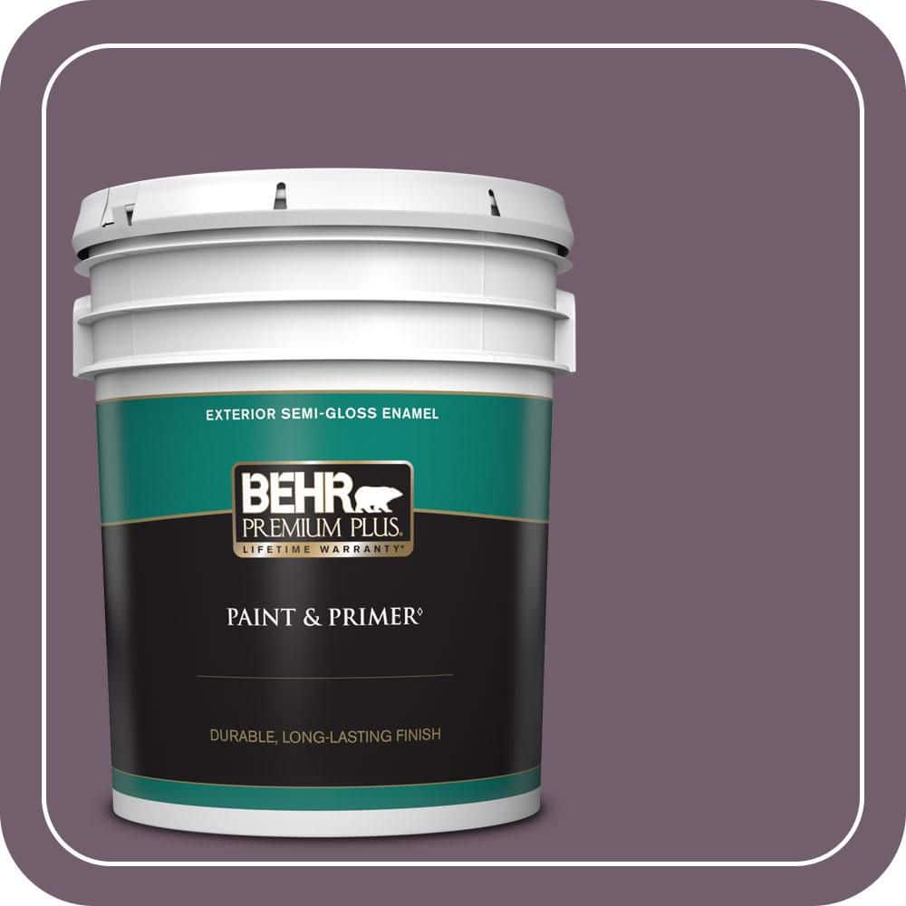 BEHR PREMIUM PLUS 5 gal. #MQ1-38 Smoked Mulberry Semi-Gloss Enamel Exterior Paint & Primer