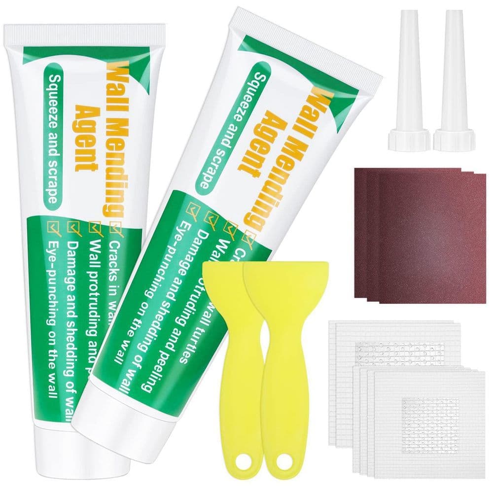 NVNOO Drywall Repair Kit, Wall Mending Agent with Scraper Easy to Fill The Holes for Home Wall, Plaster Dent Repair (2-Pack)