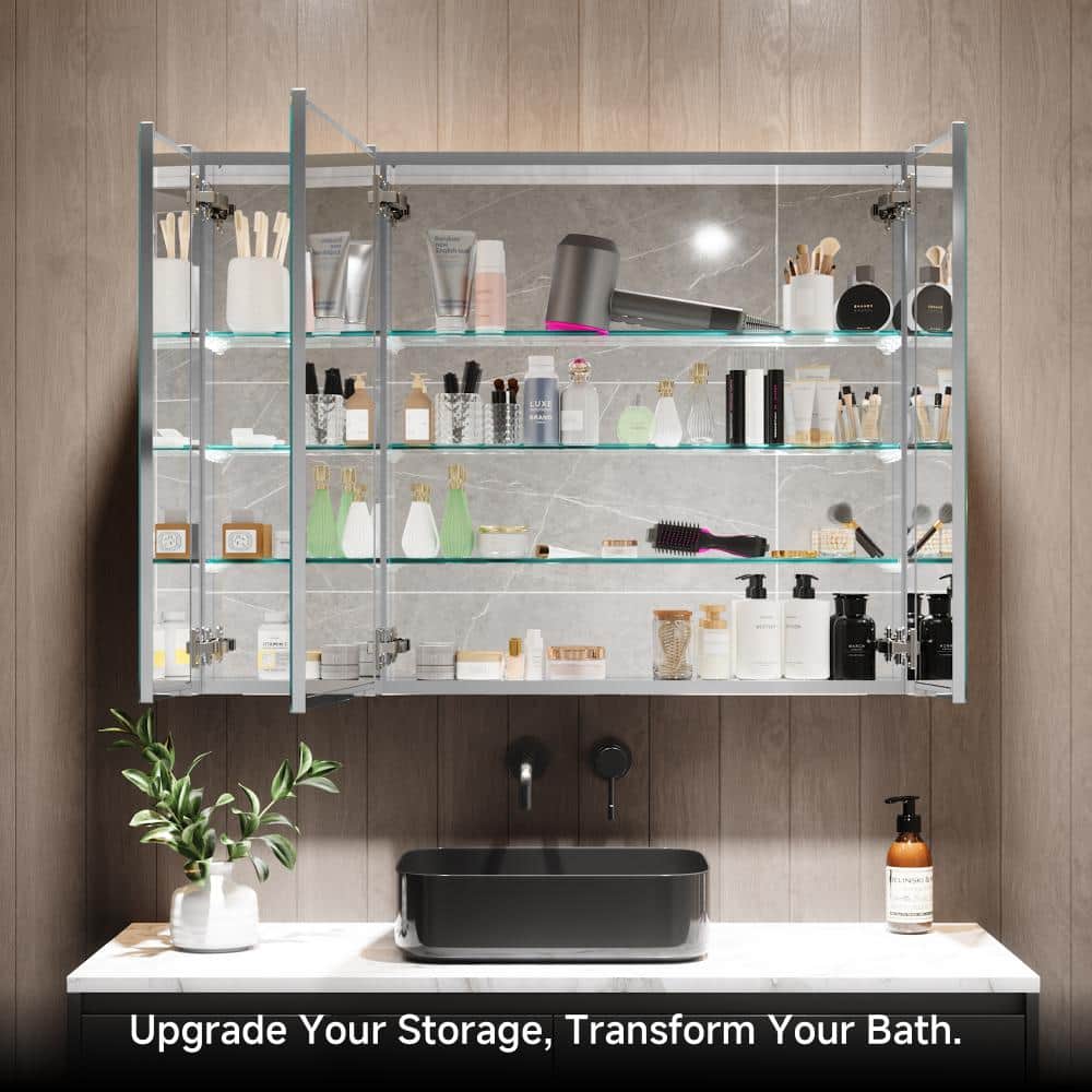 Oazis 40 in. W x 30 in. H Dual Swing Rectangle Copper Free Aluminum Medicine Cabinet with Mirror, Adjustable Glass Shelves (2)