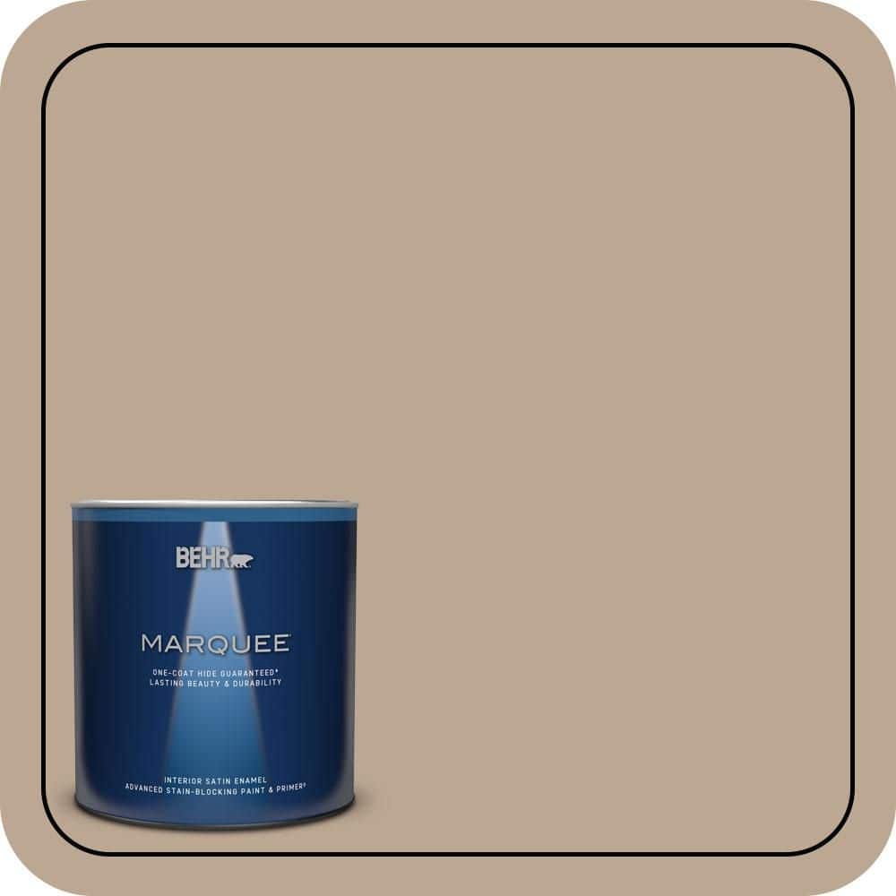 BEHR MARQUEE 1 qt. #700D-4 Brown Teepee One-Coat Hide Satin Enamel Interior Paint & Primer