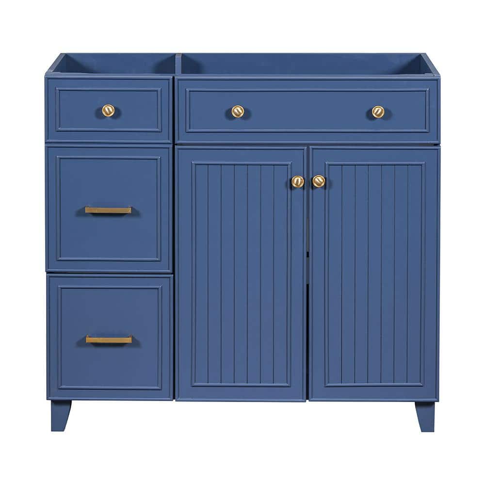 Adrinfly 36 in. W x 17.87 in. D x 33.31 in. H Bath Vanity Cabinet without Top in Blue w/2-Drawers, 1 Adjustable Shelf and 2-Doors (1)