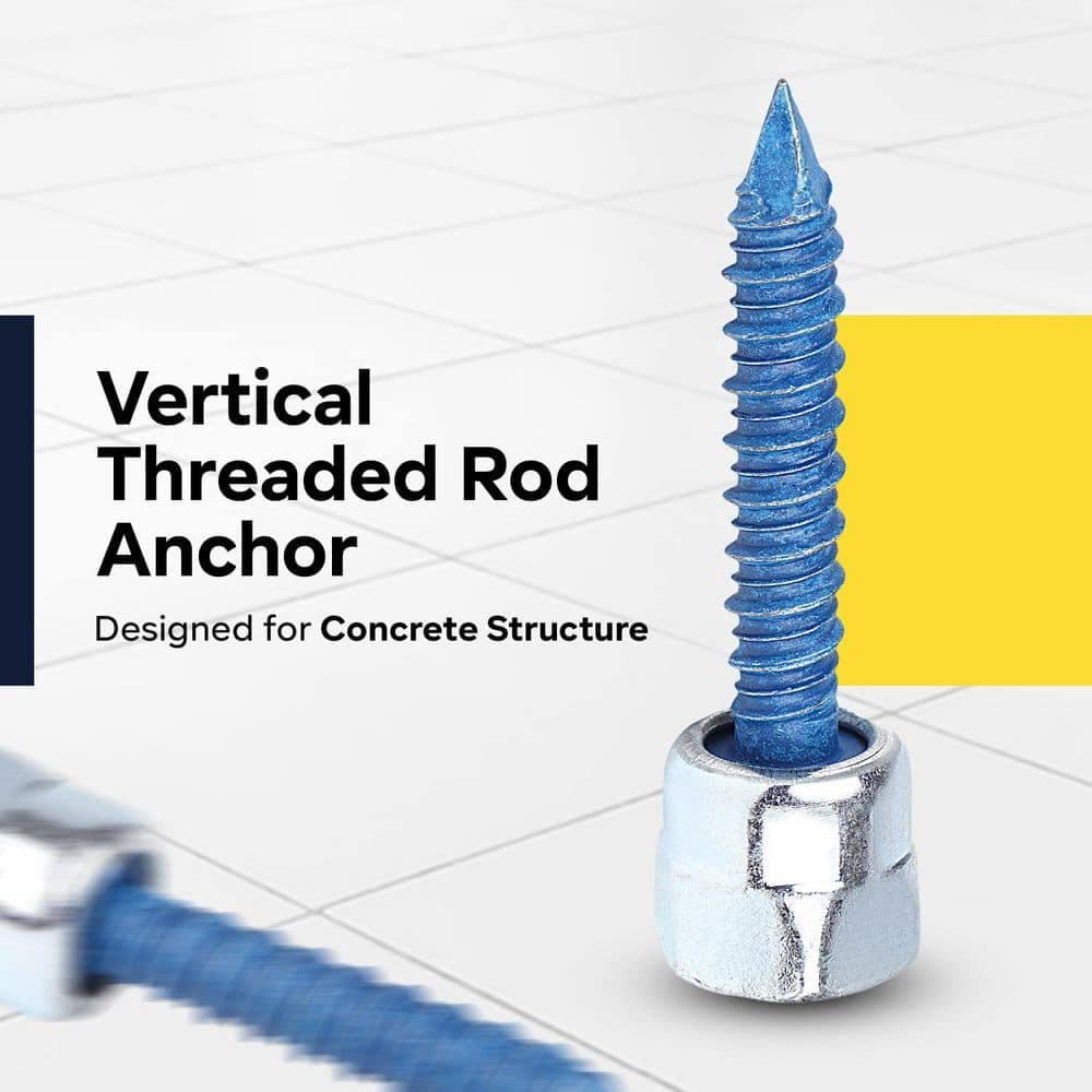 PLUMBFLEX 5/16 in. x 1-3/4 in. Vertical Rod Anchor Super Screw with 3/8 in. Threaded Rod Fitting for Concrete (25-Pack) (2)
