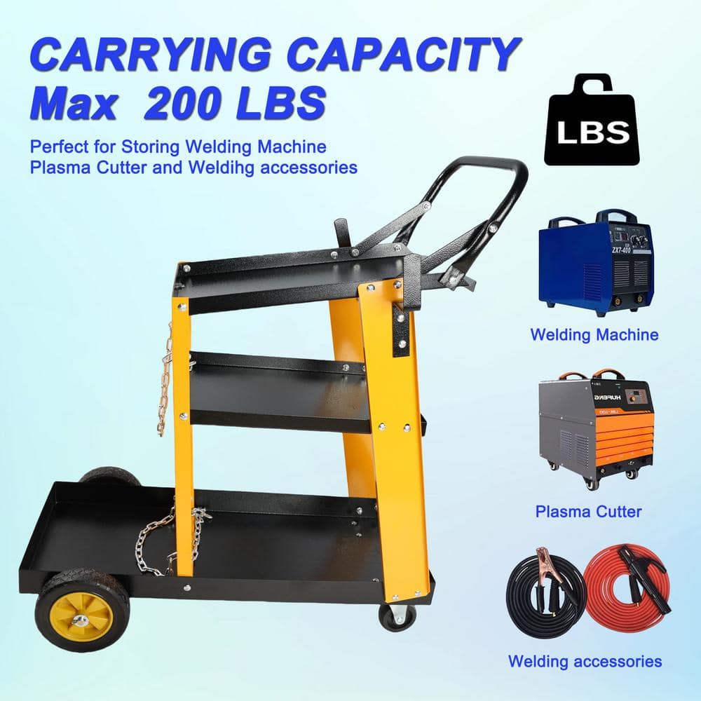Tatayosi Multi-Function 3 Tier Welding Cart for Tig Mig Welder and Plasma Cutter,200 lb. Load Capacity (3)