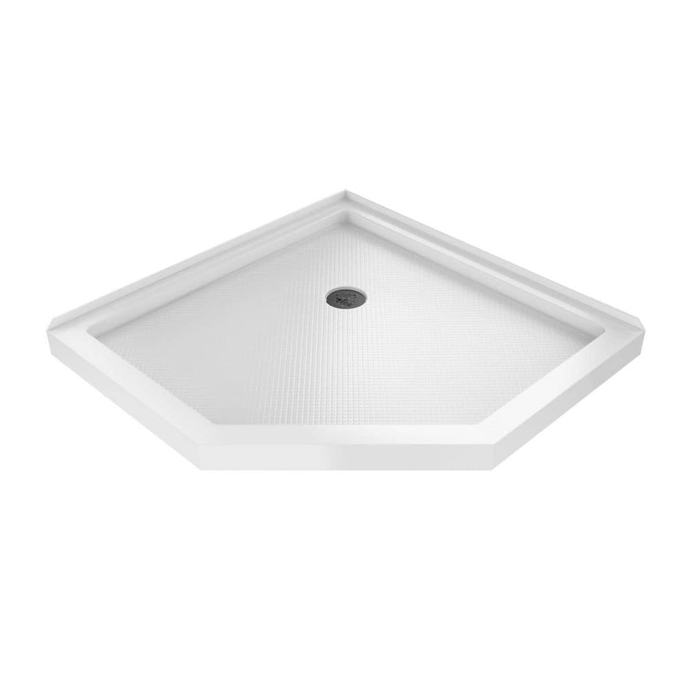 DreamLine SlimLine 36 in. L x 36 in. W Corner Neo Angle White Shower Pan Base with 2 in. Round Corner Drain Matte Black (1)