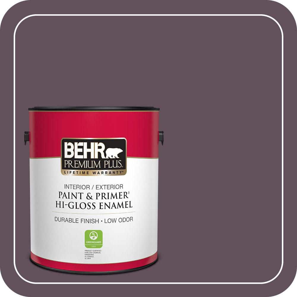 BEHR PREMIUM PLUS 1 gal. #S100-7 Medieval Wine Hi-Gloss Enamel Interior/Exterior Paint & Primer