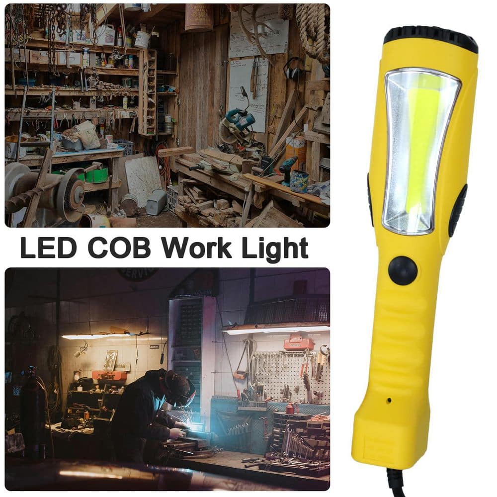 BeamBox 1200 Lumen 120V LED Work Light, 15 ft. COB Trouble Light, Magnetic Base, Rotatable Hook, Yellow (2)