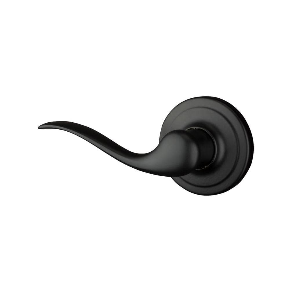 Kwikset Tustin Matte Black Left-Handed Half-Dummy Door Handle with Microban Antimicrobial Technology