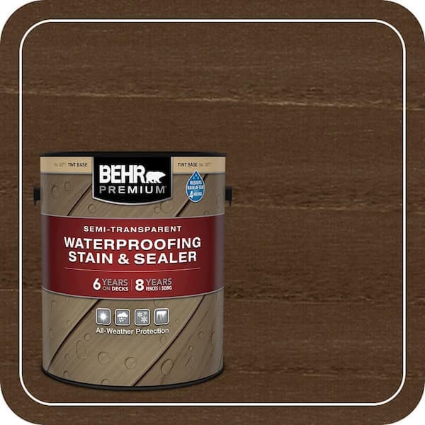 BEHR PREMIUM 1 gal. #ST-105 Padre Brown Semi-Transparent Waterproofing Exterior Wood Stain and Sealer (2)