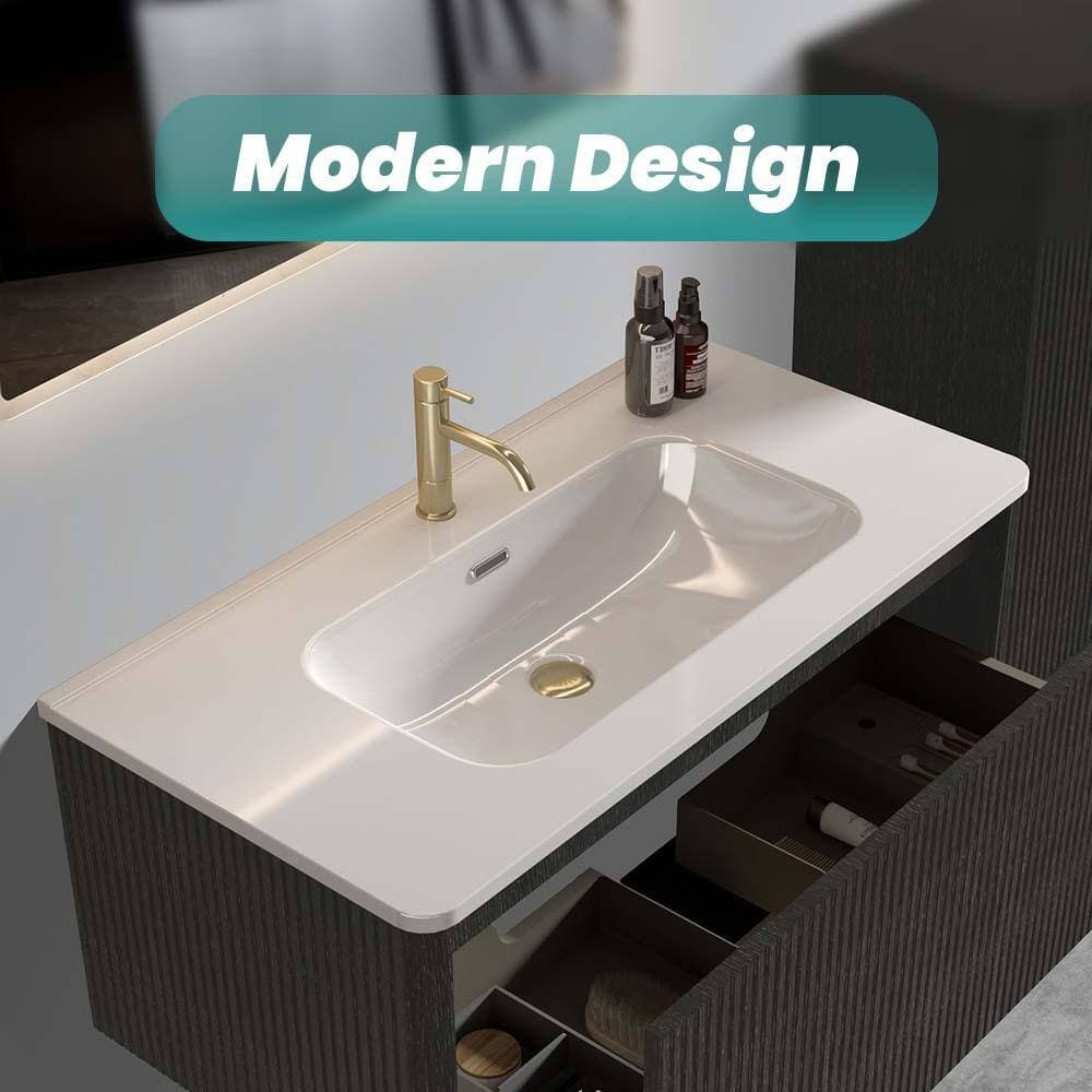 TCYO 36 in. Ceramic Bathroom Sink in Gloss White with Integrated Bowl (2)