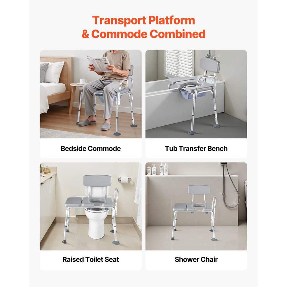 Tahanbath Non-Electric 4-in-1 Bedside Commode Chair Raised Waterless Toilet Seat 500 lbs Adjustable Height (2)