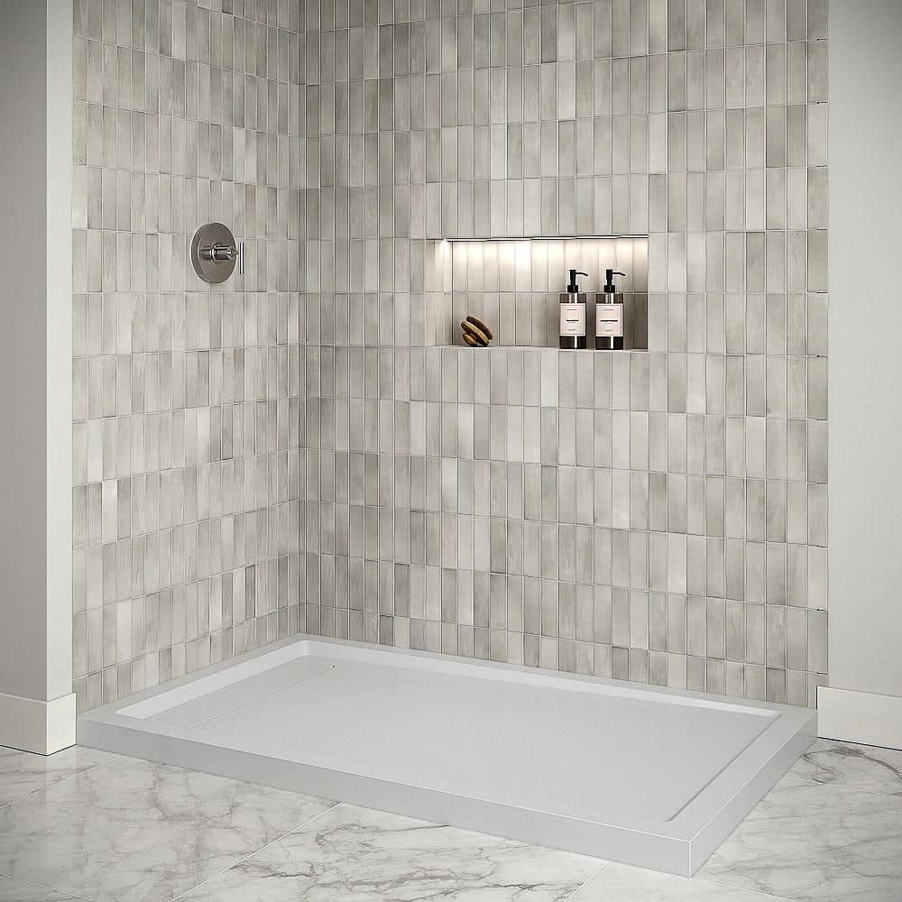 Streamline DT-2236-116 60 in. x 36 in. Corner PP Shower Pan Base in Glossy White with Left Drain, Drain Included (2)