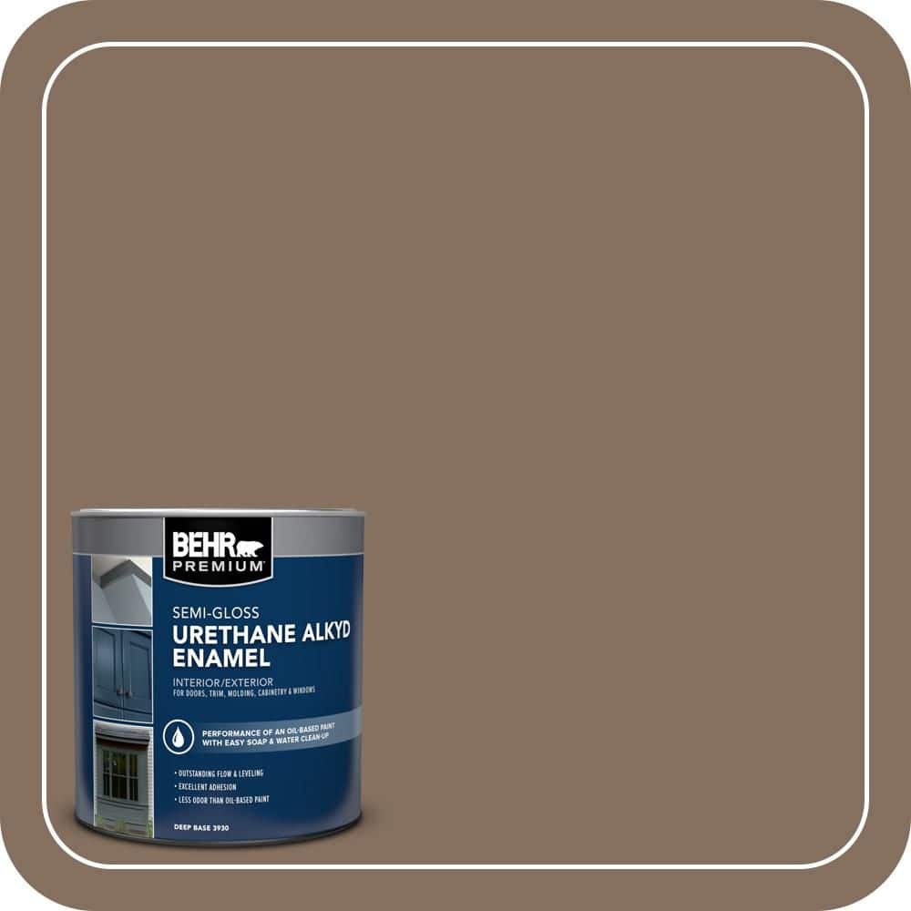 BEHR PREMIUM 1 qt. #N230-6 Whiskey Barrel Semi-Gloss Enamel Urethane Alkyd Interior/Exterior Paint (1)