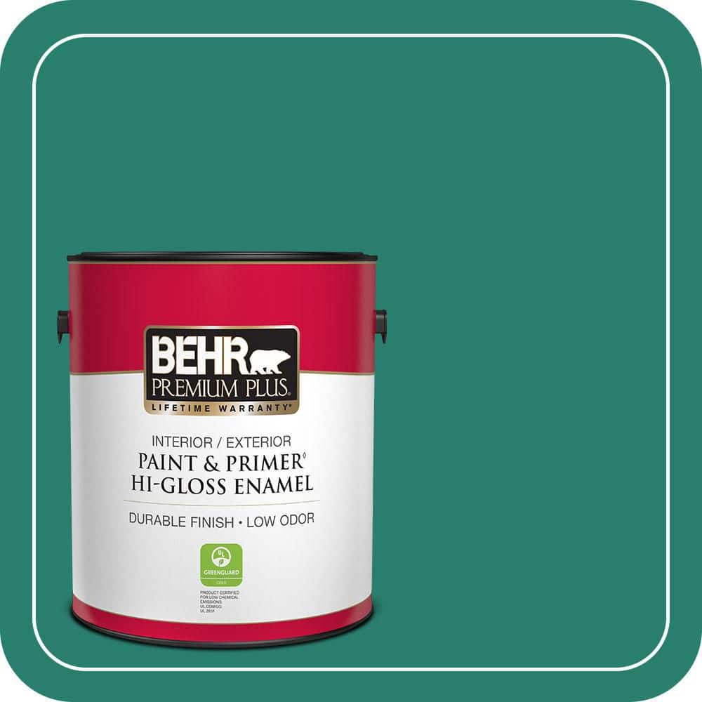 BEHR PREMIUM PLUS 1 gal. #P440-7 Mermaid Sea Hi-Gloss Enamel Interior/Exterior Paint & Primer