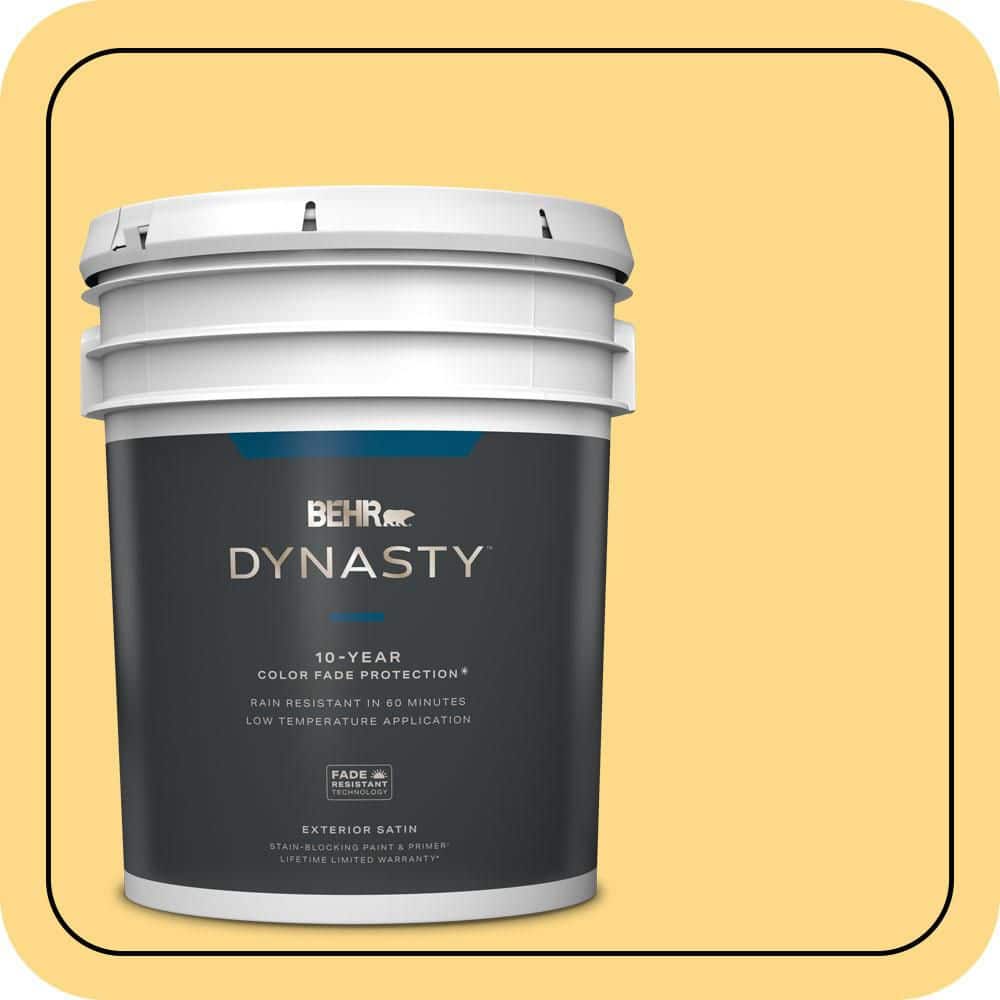 BEHR DYNASTY 5 gal. #P280-4 Surfboard Yellow Satin Enamel Exterior Stain-Blocking Paint & Primer