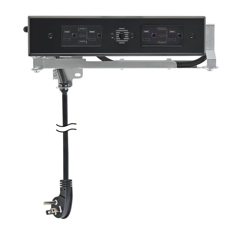 DOCKING DRAWER Black 15 Amp Blade Duo In-Drawer Outlet with (2) 30-Watt USB-C, (2) USB-A and (4) AC Ports