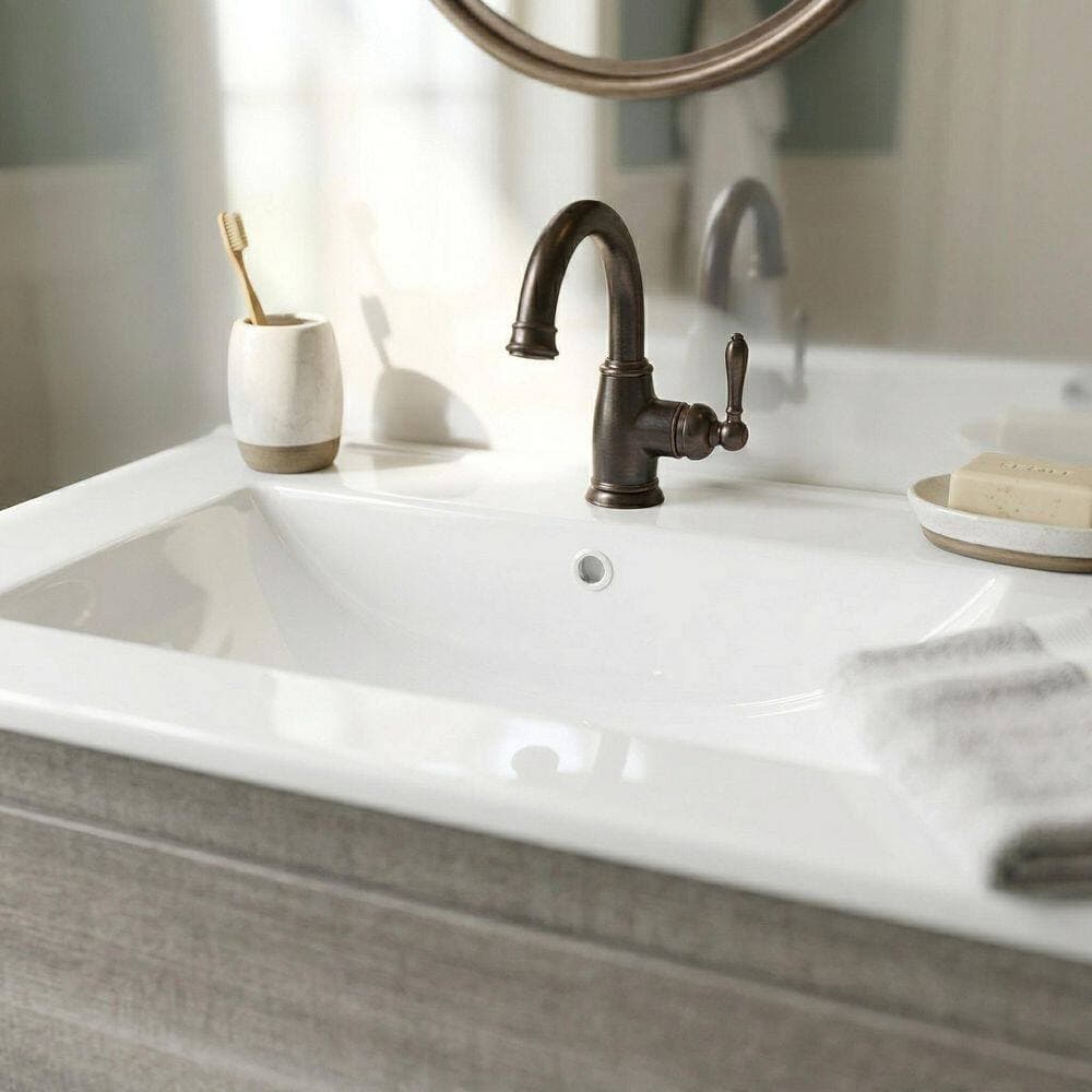 LIVACA 24 in. x 18.5 in. Drop-In Ceramic Bathroom Sink in White with Overflow and Pop-Up Drain Durable Construction (2)