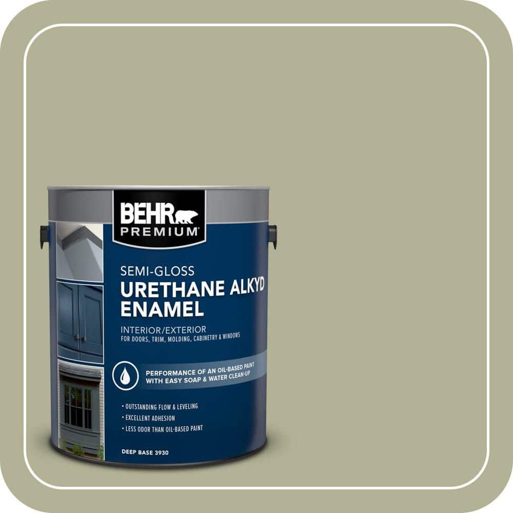 BEHR PREMIUM 1 gal. #PPU9-20 Dill Seed Urethane Alkyd Semi-Gloss Enamel Interior/Exterior Paint (1)