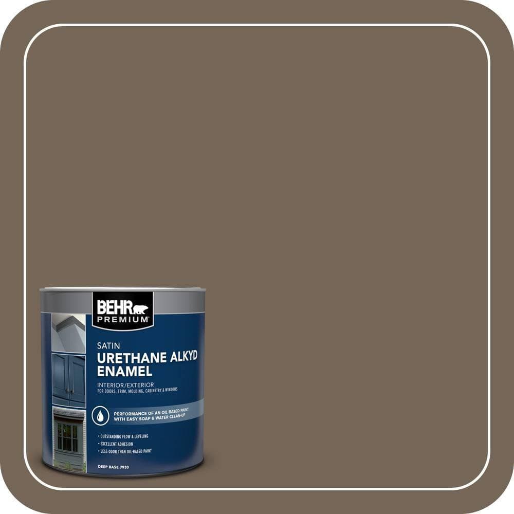 BEHR PREMIUM 1 qt. #N220-6 Landmark Brown Satin Enamel Urethane Alkyd Interior/Exterior Paint (1)